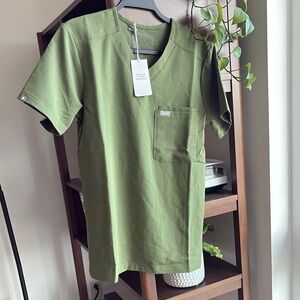 Figs Olive V-Neck Scrub Top